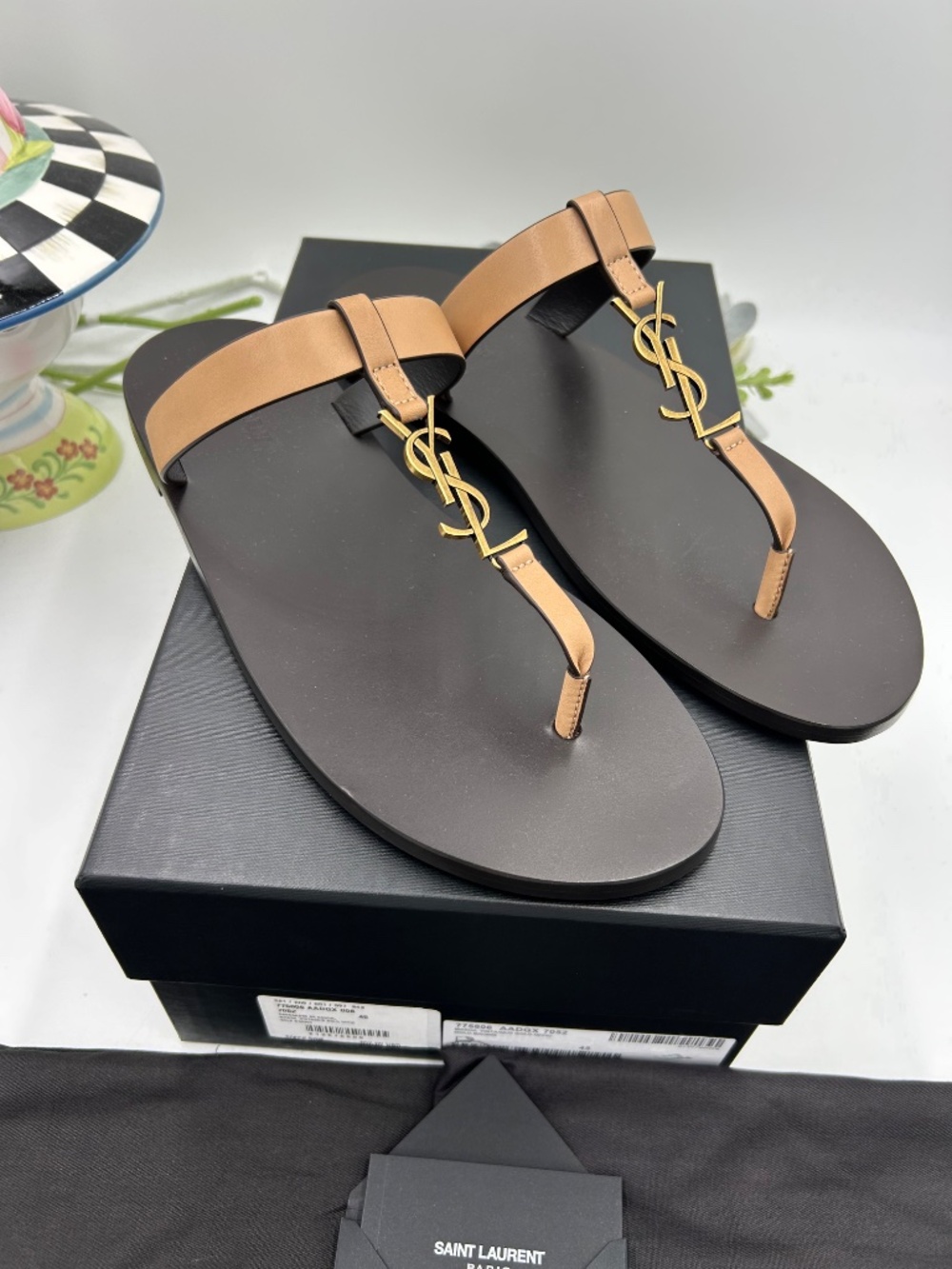 Men’s Saint Laurent Cassandre Leather Sandals . Size 45/12 US. - Picture 2 of 9
